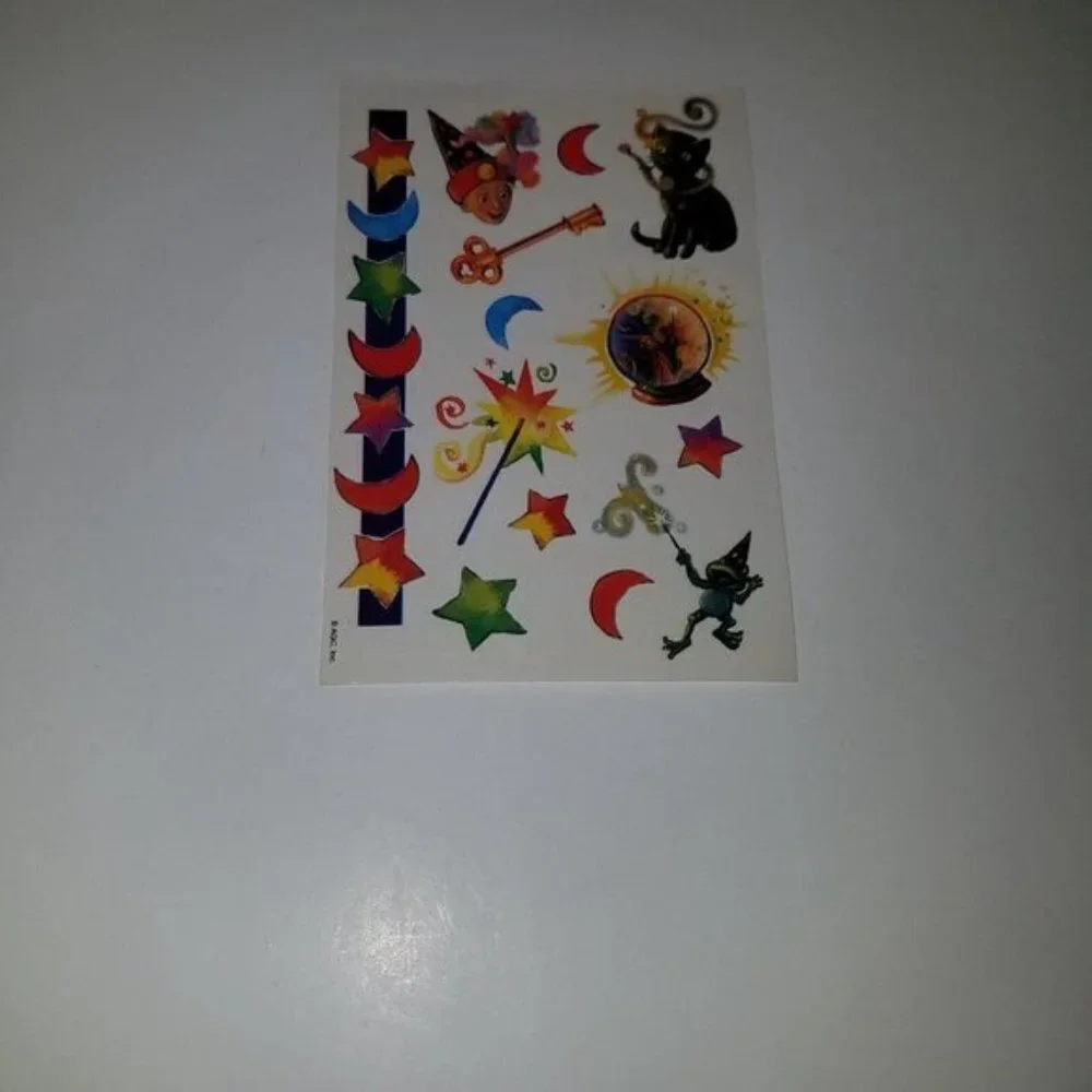 VTG Mixed Lot Halloween Stickers Temporary Tattoos Ghost Witch Black Cat Bat